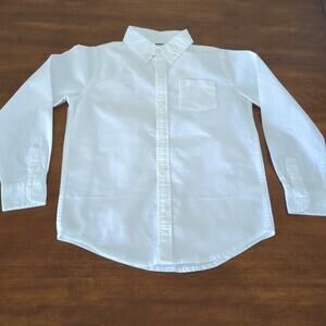 Janie and Jack boys cotton Oxford button-down white long sleeve shirt Size 7 NEW